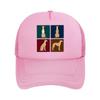 Four Greyhound Pose Panel Illustrati Mesh Baseball Cap For Womens Unisex FeUnisex Beach Dad Hat Hip Hop