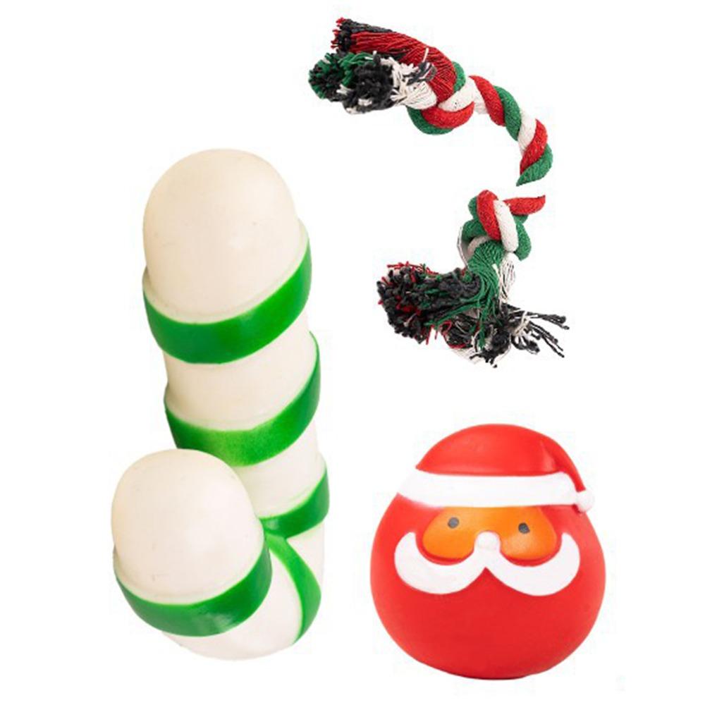 

2/3/4 шт. Имитация Рождественских игрушек для собак Рождественский питомец Интерактивная игрушка Набор жевательных игрушек для собак Самостоятельно счастливый Set 3