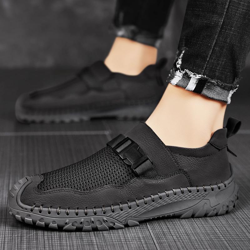 Original High Quality Leather Men's Shoes Outdoor Lightweight Comfy Sneakers Classic Slip On Casual Shoes Mocassins Men Loafers