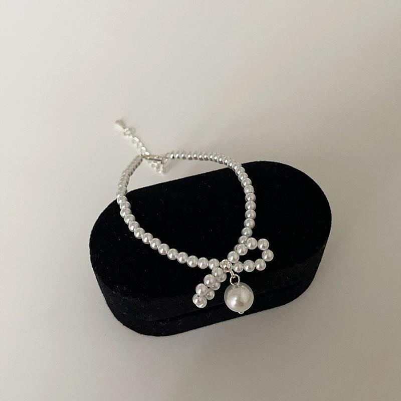 Light Luxury High-End Bow Pearl Pendant Necklace Female Elegance Personality Fashion Temperament Versatile Neck Chain Collarbone Chain