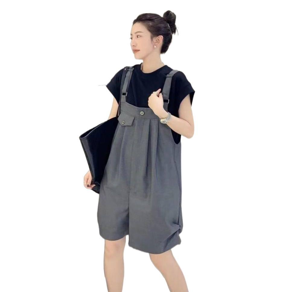 French Summer Women's Slim Korean Style Wide-Leg Casual Overall Shorts