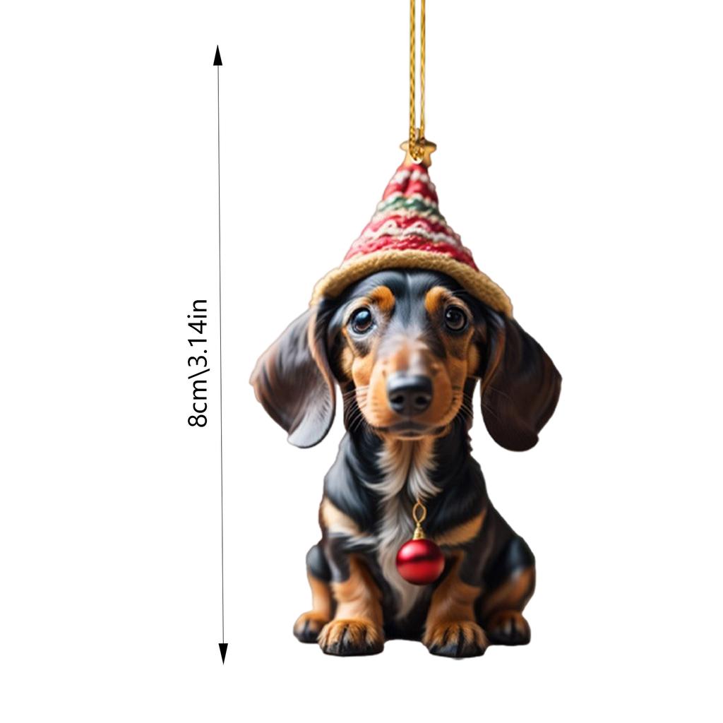 Christmas Acrylic Dog Pendant 2D Acrylic Christmas Dog Ornaments Festival Dachshund Set For Car Backpacks Doors