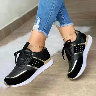 Fashion New Large Size Women's Sports Shoes Spliced Casual Flat Shoes Light Weight Women's Shoes Classic Everything Zapatillas De Mujer