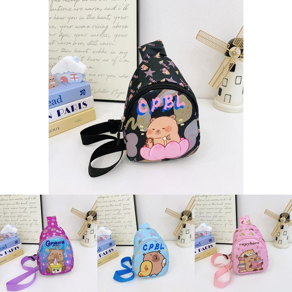 Capybara Pattern Childrens Crossbody Bag With Breathable Nylon For Casual Use