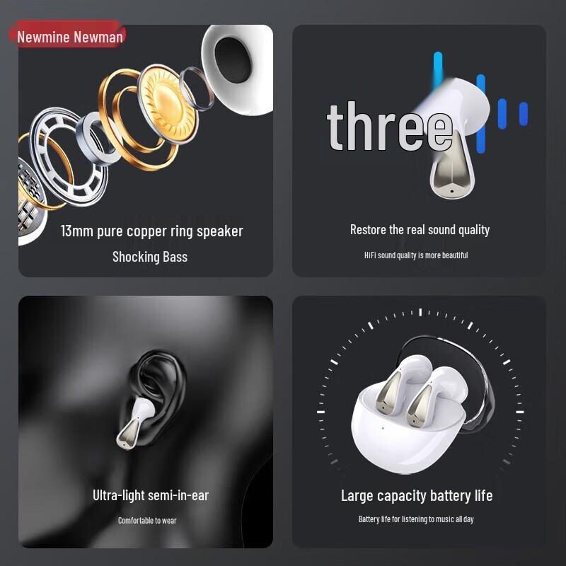 Newmine TWS Wireless Bluetooth Semi-in-ear Sports Headphones H61