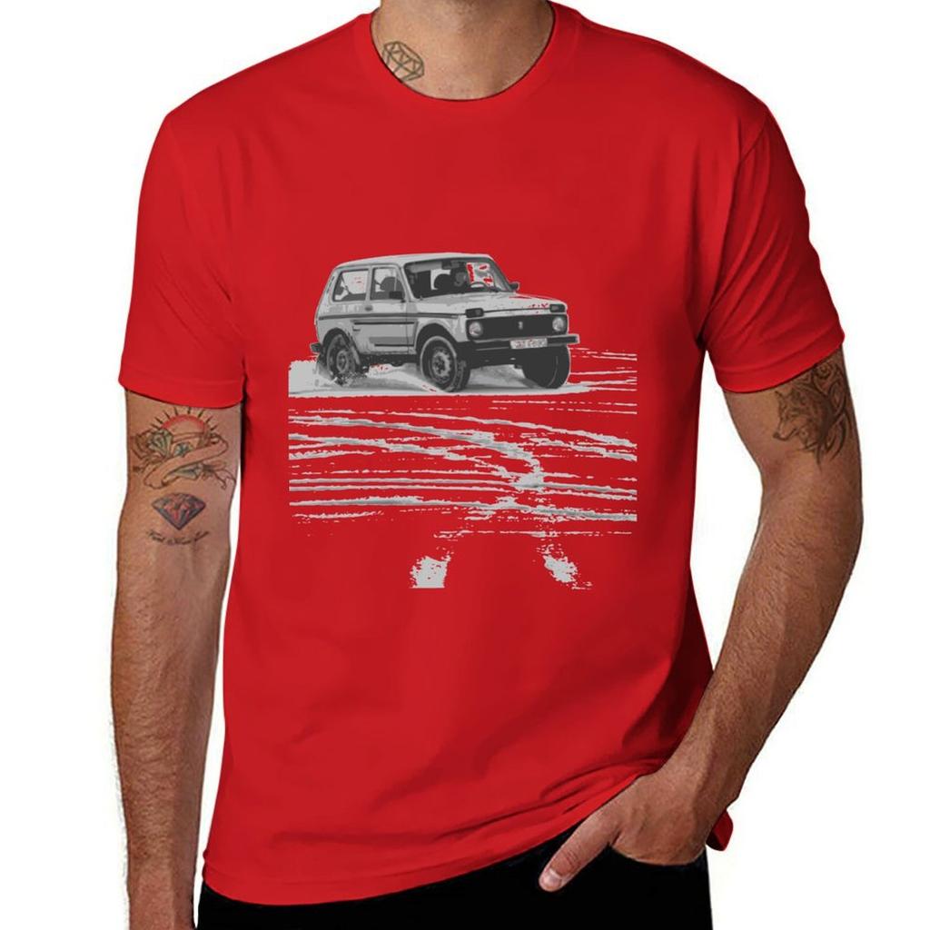 T-shirt Lada Niva Drifting Anime Vintage Abbigliamento Uomo