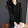 Shirt for Women Oversize Cotton Loose Blouse Fake Two Pieces Casual Long Sleeve Pullover Turn Down Collar Shirt Top