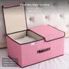 Cotton Linen Storage Box Double Lid Foldable Thickened Container for Closet