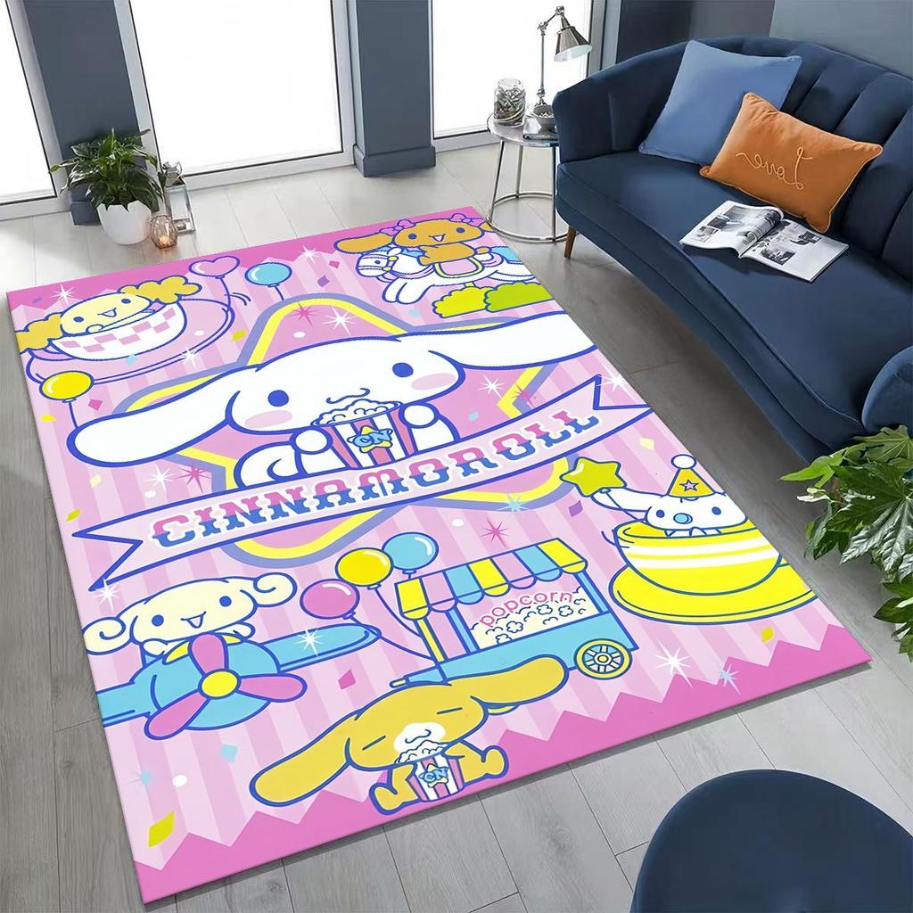 2026 New Cute Cinnamoroll Pompompurin Sanrio Cartoon Rug for Bedroom Living Room Sofa Home Doormat Decor, Kid Non-slip Floor Mat