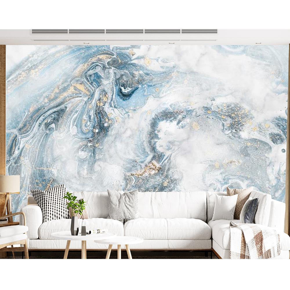 Abstract Gray White Marble Wall Murals, Simple Bedroom Marble Wallpaper Modern Space Marble Wall Stickers Home Decor
