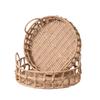 Fruit Basket Hand-woven Retro Decoration Tray Wicker Round Tray Ornaments Restaurant Bakery Storage Desktop Storage Organizer