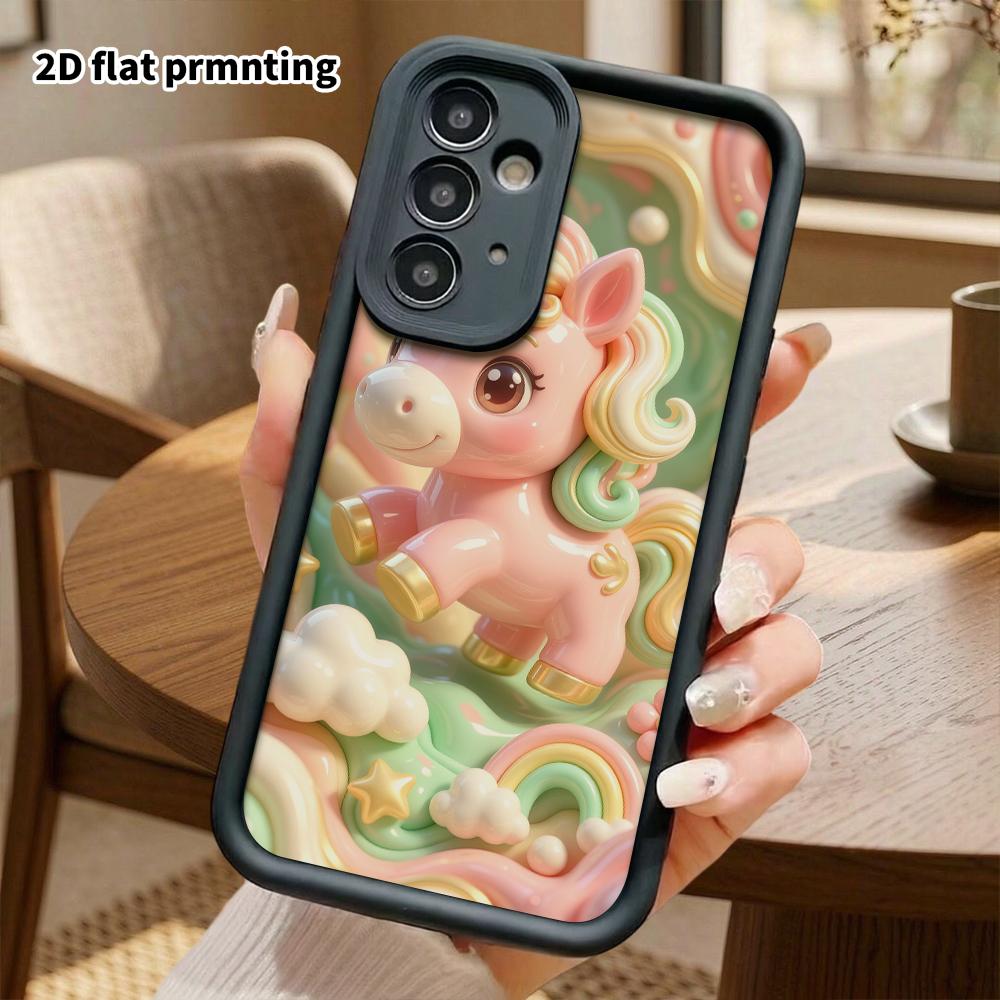Phone case: 2D flat, suitable for Samsung Galaxy A34 A35 M05 M06 S20 S22 S21 FE Plus 5G, pink unicorn, perfect Christmas and Halloween holiday gift