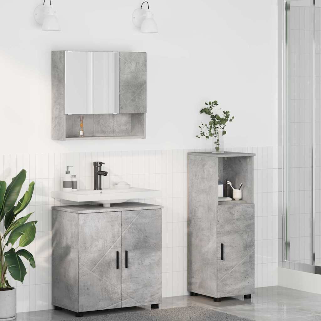Bathroom Furniture Set Wall Mounted 3 Pcs Concrete Grey Particleboard