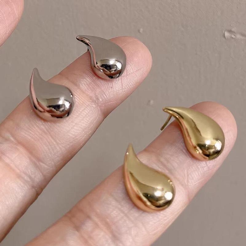 18K Gold Plated Water Drop Earrings - Simple, High-End, Personalized Ear Studs