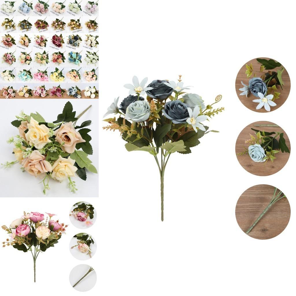 Realistic Rose Peony Artificial Flower Bouquet For Home Wedding Hotel Decoration Silk Material