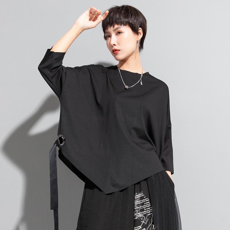 European & American Summer Eyelet Bat Sleeve T-Shirt - Dark Aunt Style Women's Casual Top