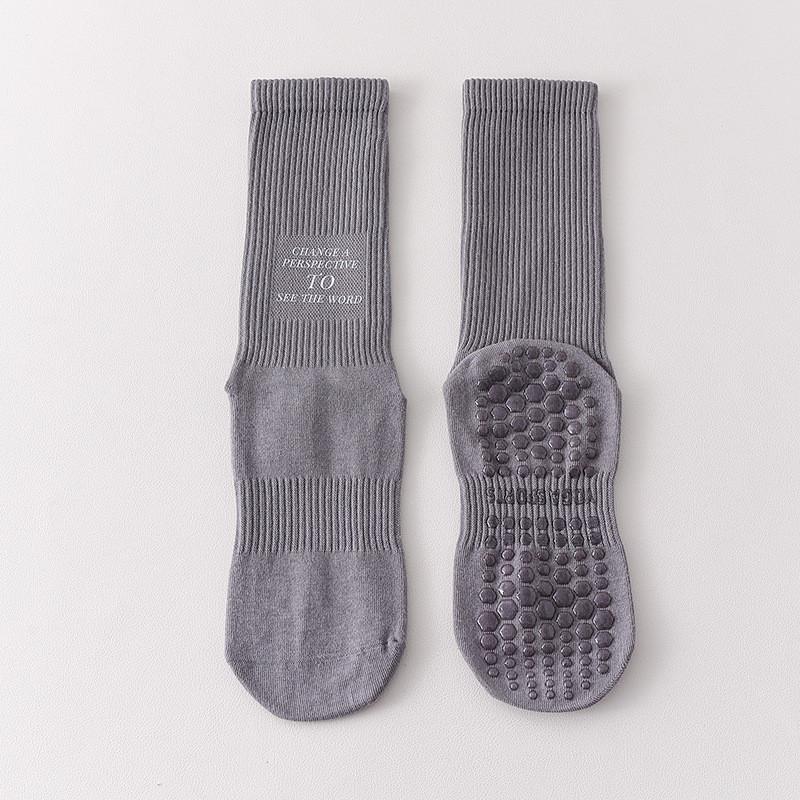 Womens Non Slip Professional Yoga Socks Dopamine Color Mid Calf Sock For Pilates Fitness Jumping Rope Running Dance Training Sports
