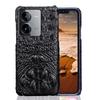 Luxury Genuine Leather Crocodile Skull Half Package Case for iQOO Z5 - High-end Protective Cover