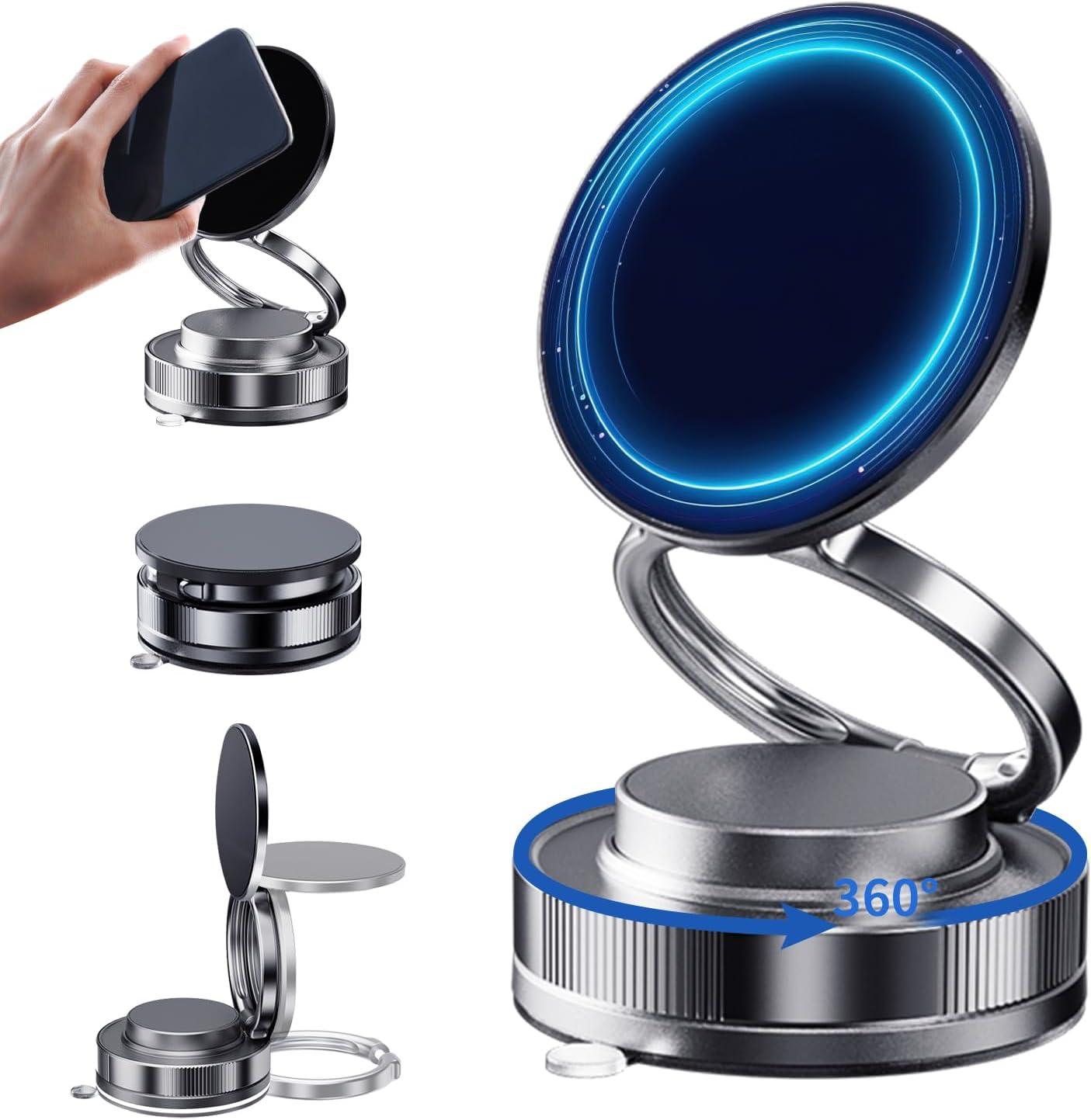 360°Rotation Vacuum Magnetic Phone Holder One-Handed Operation Foldable Adjustable Magnetic Phone Holder Magnetic