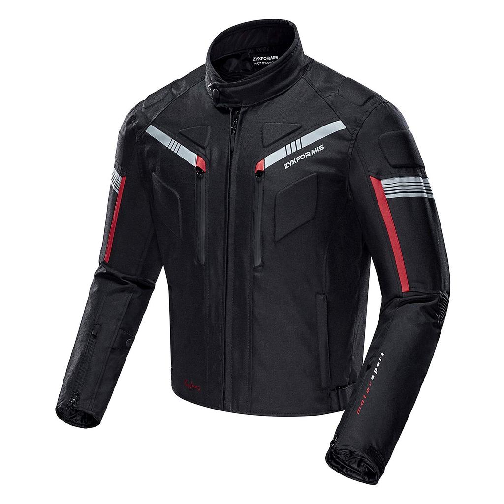 [Zyxformis] Men's Motorcycle Jacket, All Season, Waterproof, Cold-Resistant, with CE Standard Protectors, Removable Thermal Liner, Breathable Ventilat