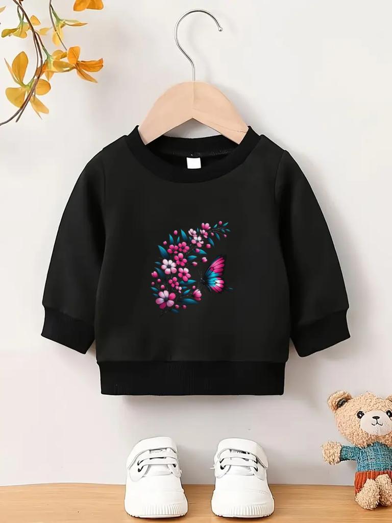 European Size Unique and Innovative Printed Pattern, Comfortable and Simple Spring and Autumn Baby Thin Versatile Round Neck Hoodie for Baby unisexs