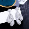 French Heavy Industry Full Diamond Earrings Super Flash Micro Zircon Hollow Generous Temperament Earrings
