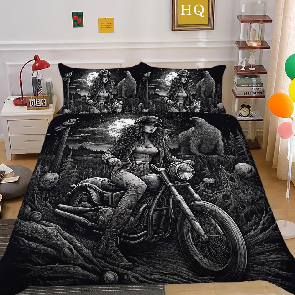 Beauty Skull bedrucktes Trösterbezug-Set, Doppelbettgröße, Mikrofaser-Tagesdecken, modische, hochwertige Heimtextilien