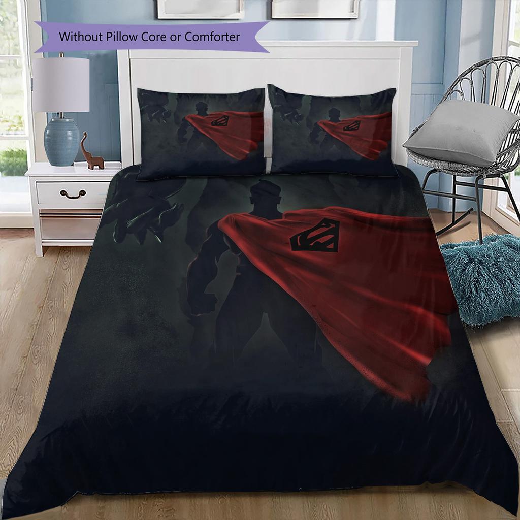 Superman Cape Bedding Set, 1 Duvet Cover & 2 Pillowcases, Cozy Home Use, Ideal Gift for Superman Fans
