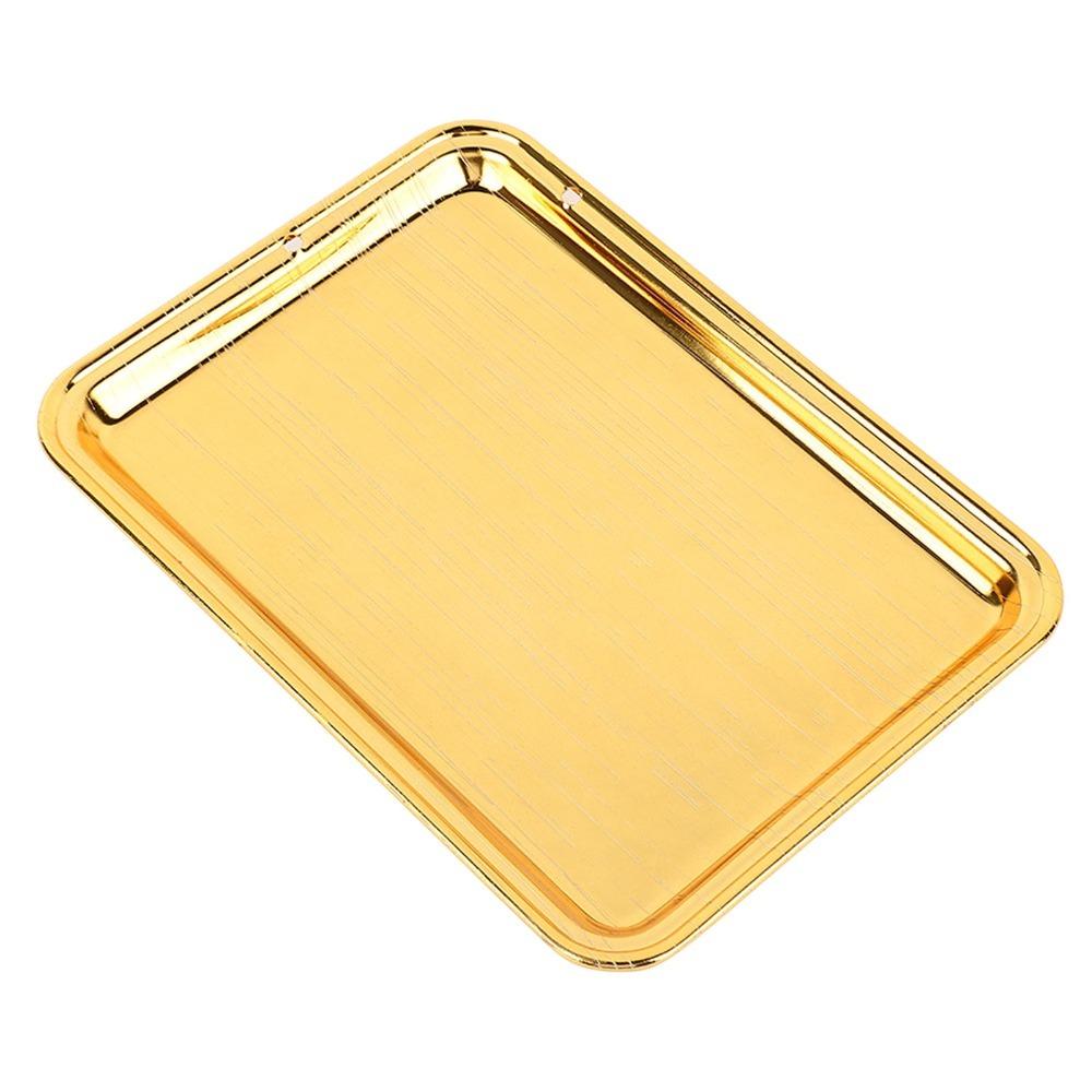 2pcs European Table Serving Tray Floral Decor Gold Serving Tray Metal Serving Tray For Hotel