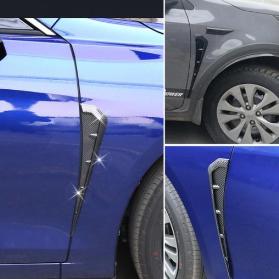 2pcs Carbon Fiber Car Side Fender Vent Air Wing Cover Body Trim Accessories