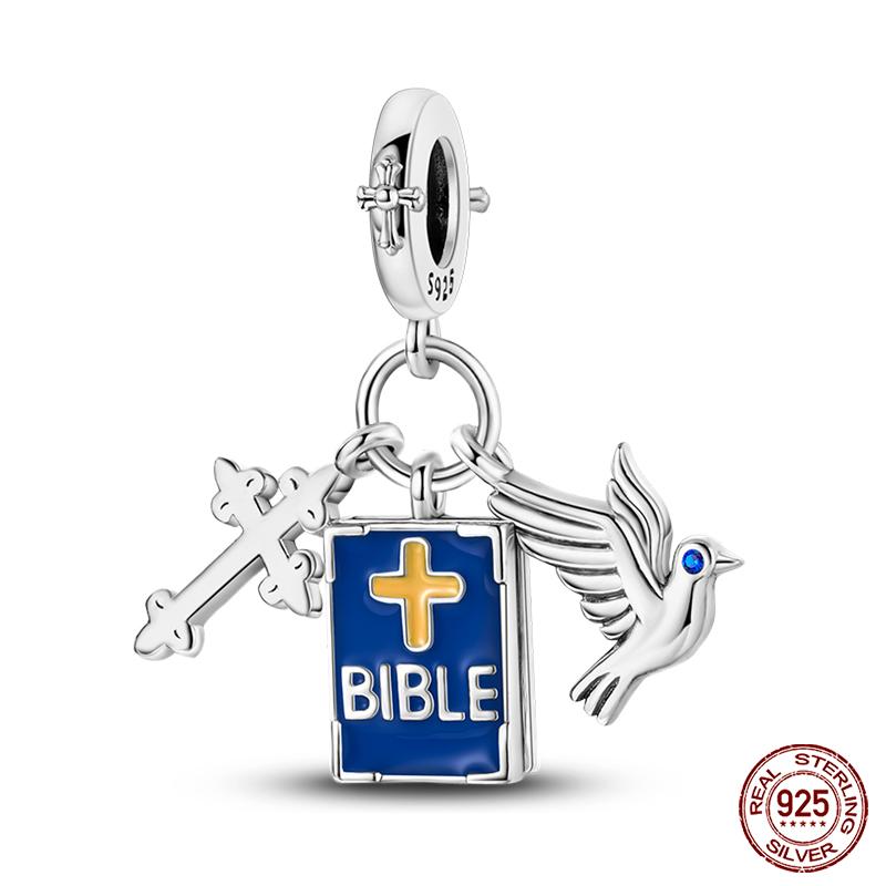 100% Copper Love Cross Bible Pendants Luminous Ufo Charms Beads Fit Qikaola Original Bracelet Fine Diy Jewelry Gift