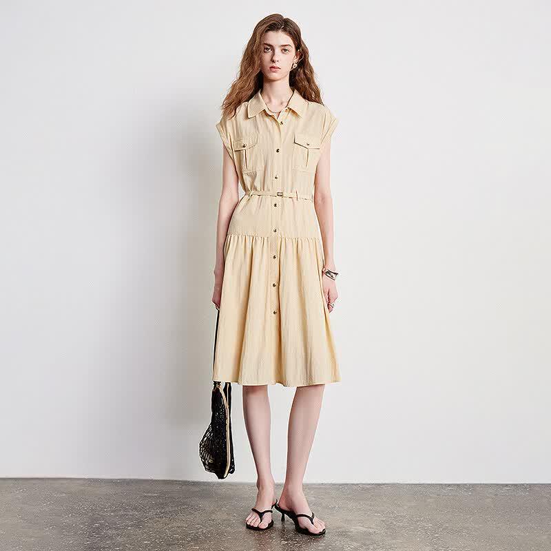 Chuyu Cotton Blend Layered Polo Shirt Dress