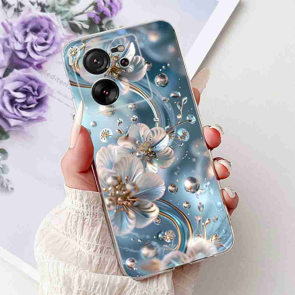 For Xiaomi Mi 13T 5G 6.67" Case Cartoon Bear Soft Silicone TPU Cover For Xiaomi Mi13T 5G 2306EPN60G 6.67" Colorful Flowers Shell