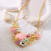 Dopamine Starfish Shell Coral Diamond-Encrusted Necklace Beach Vacation Style Accessory Women's Fashion Trend Gift