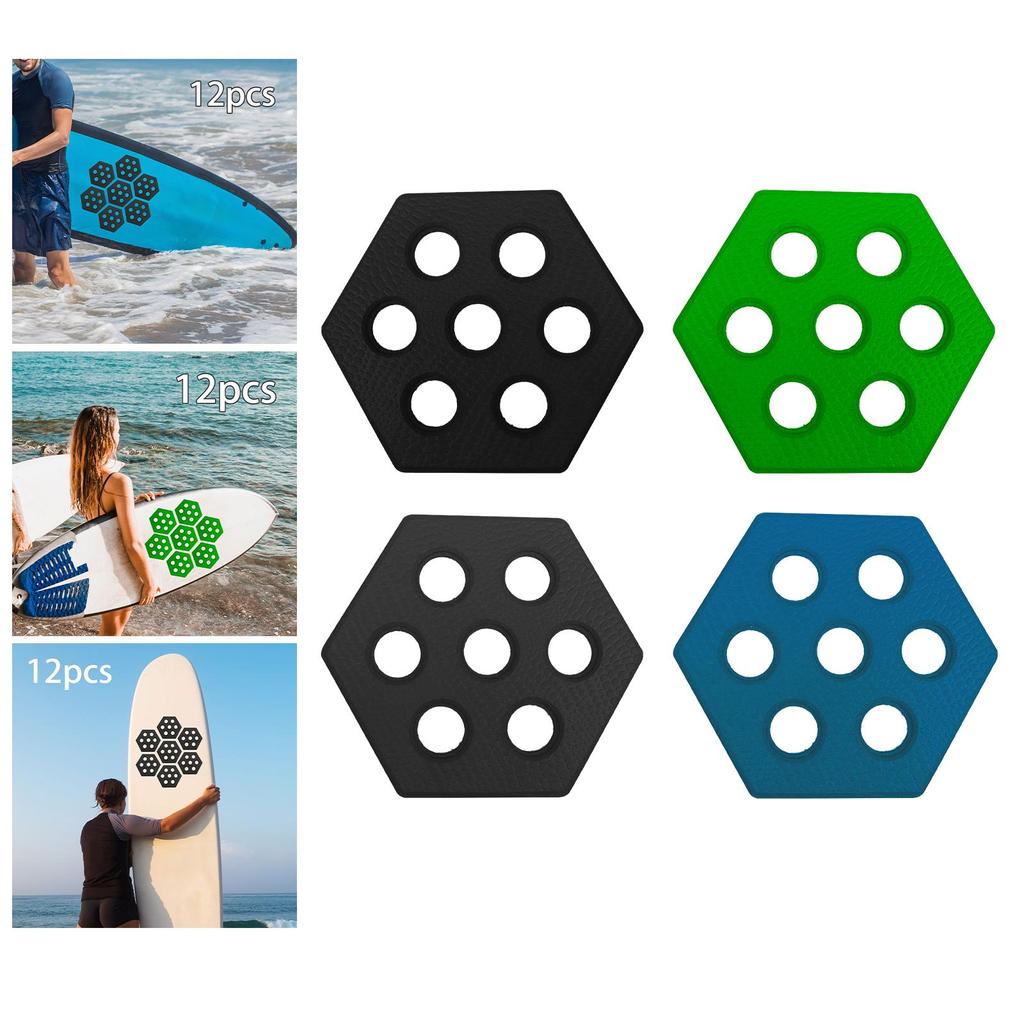 12Pcs Hexagon Surfboard Pads Deck Grip for Funboard Skimboards Paddleboard