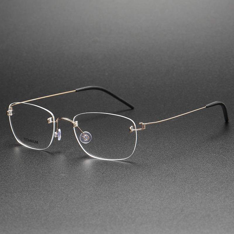 Rimless Reading Glasses Bifocal Far Near Anti Blue Titanium Frameless Eyeglasses Womens Spectacles or Optical Frames Female золотой