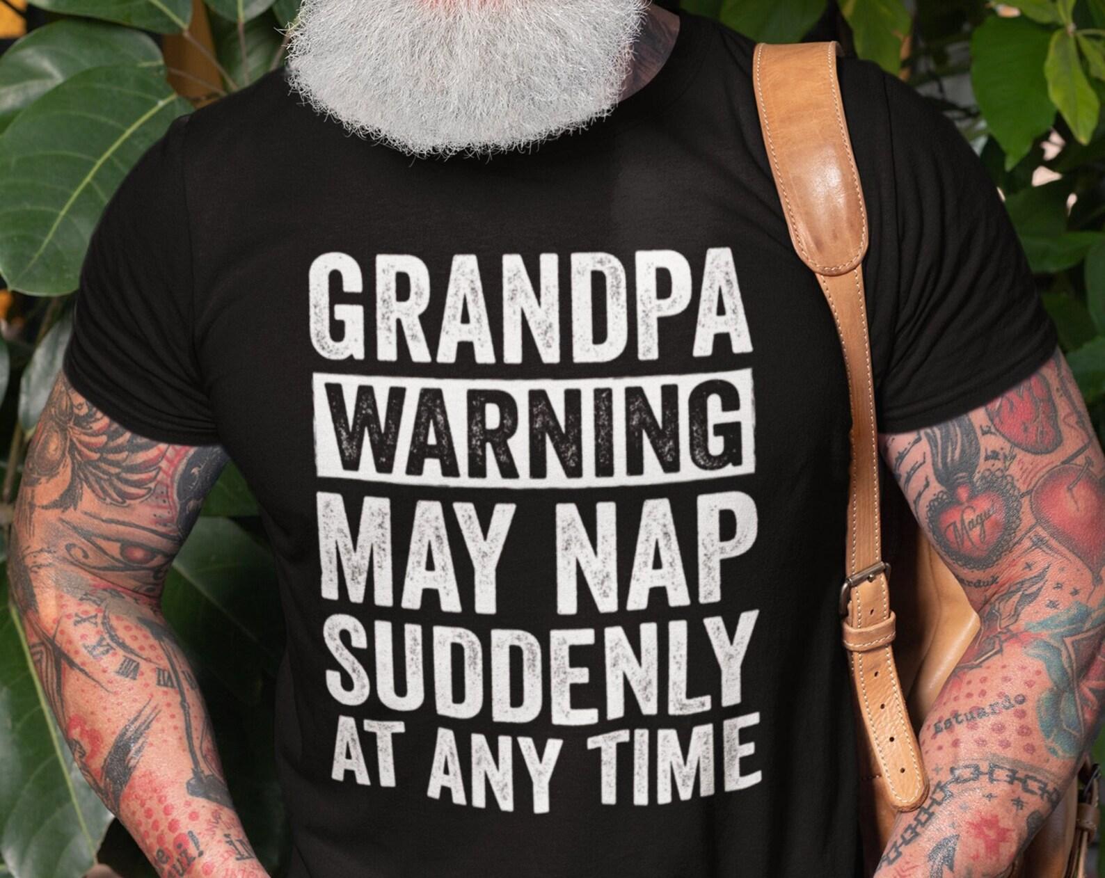 Funny Grandpa Tee: Warning May Nap Graphic T-Shirt S