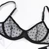 Seductive Polka Dot Half Cup Thong with Sheer Design 