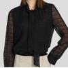 [She S miSS] Sheer Tie Neck blouSe Swwblp11010 Bk