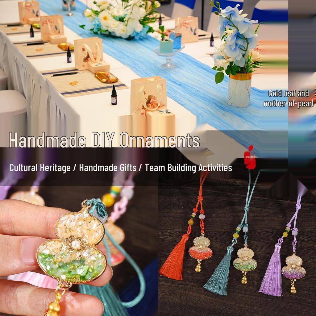 Gold Foil Inlay Gourd Pendant DIY Kit – Chinese Tassel Ornament for Dragon Boat Festival
