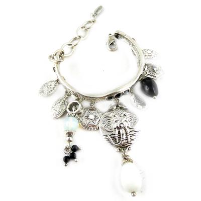 [E2056] - Designer Bracelet 'Memories of the Past' Black Silver