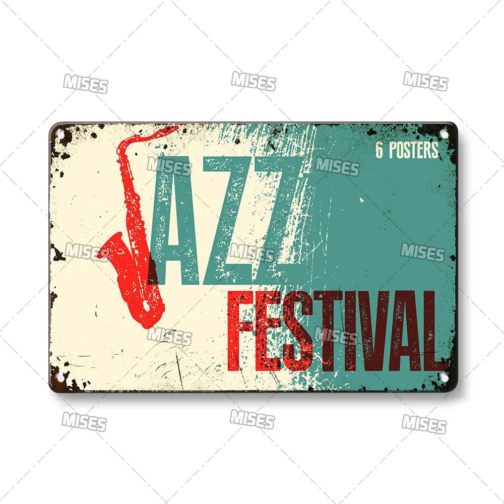 MISES JAZZ Metal Poster Vintage Metal Tin Sign Decorative Plate Metal Sign Music Metal Plaque Home Bar Studio Industrial Decor