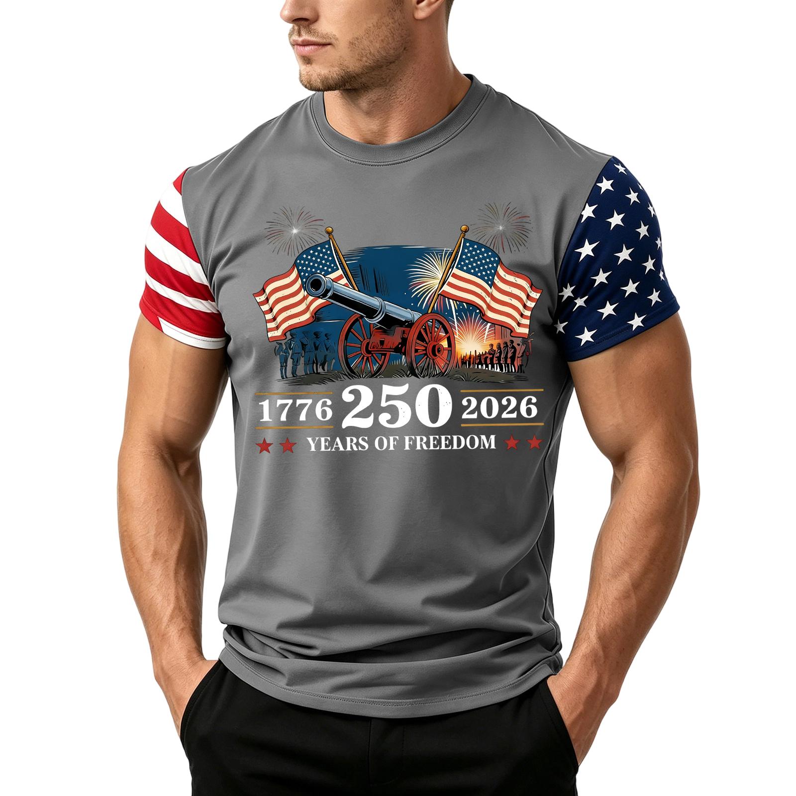 

Men s Independence Day Flag Print Short Sleeve T-Shirt, Loose Casual Daily Summer Tops XL