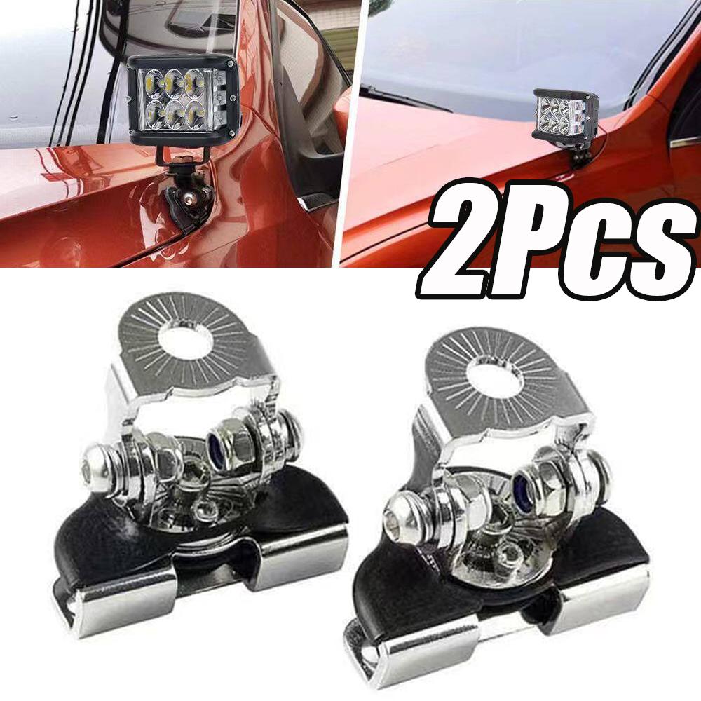 2Pcs LED Light Bar Mounting Bracket Convenient Hole-Free Installation Adjustable Engine Hood Light Mount Automotive Parts
