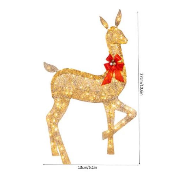 3pcs Christmas Wright Iron Deer LED Light Glowing Garden Decoration Elk Statue Outdoor Yard Reindeer Xmas Ornament Home Decor
