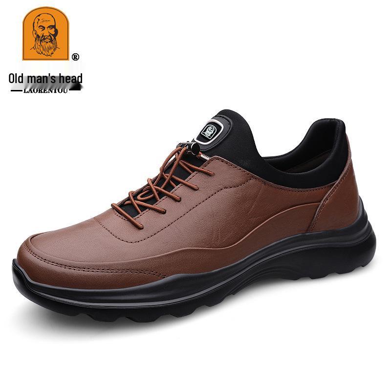 Men s Waterproof Genuine Leather No-Tie Business Casual Shoes 42