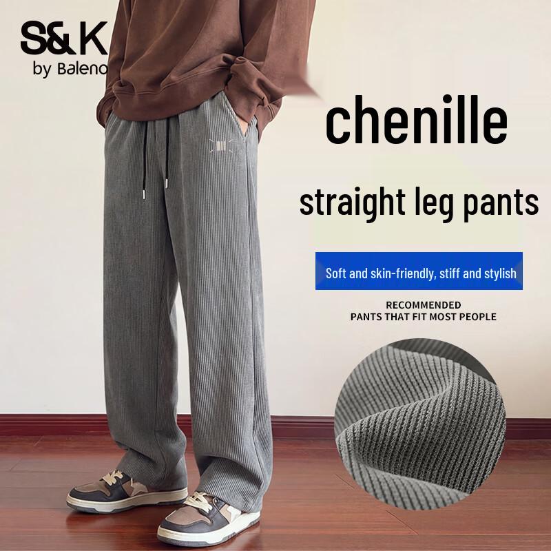 

Baleno Men s S&K Series Chenille Loose Straight-Leg Casual Pants M