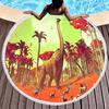 Cartoon Dinosaur Beach Towel with Tassels Polyester Sand Resistant Round Beach Blanket,Quick Dry Pool Towel Portable Picnic Mat