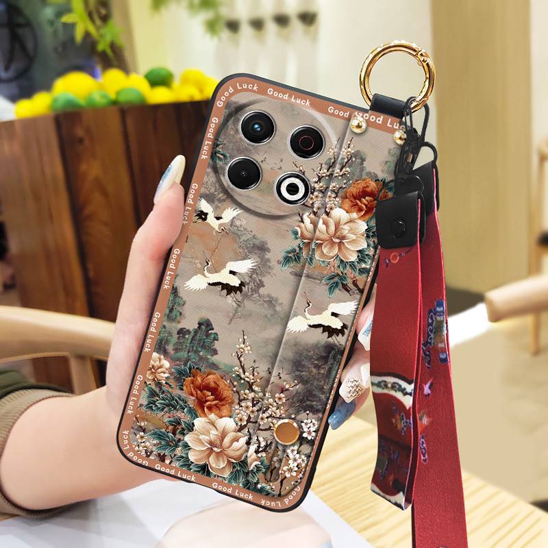 Phone Holder Silicone Phone Case For Tecno Spark30 Pro 4G/KL7 Kickstand Fashion Anti-knock Wrist Strap Soft Case Ring