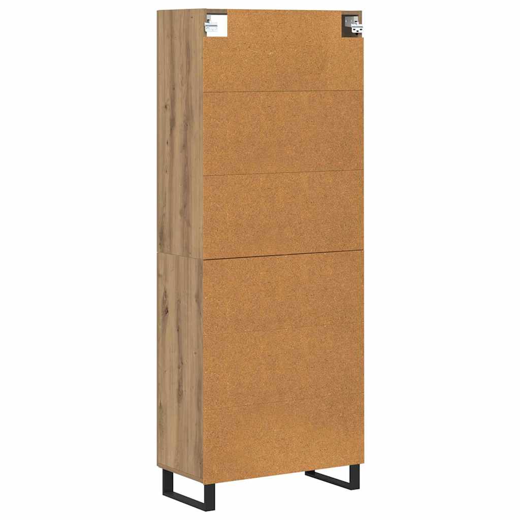 Highboard 2 pcs Artisan Oak Engineered Wood and Glass